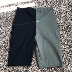 DollsKill Black/ Olive Green Biker Shorts